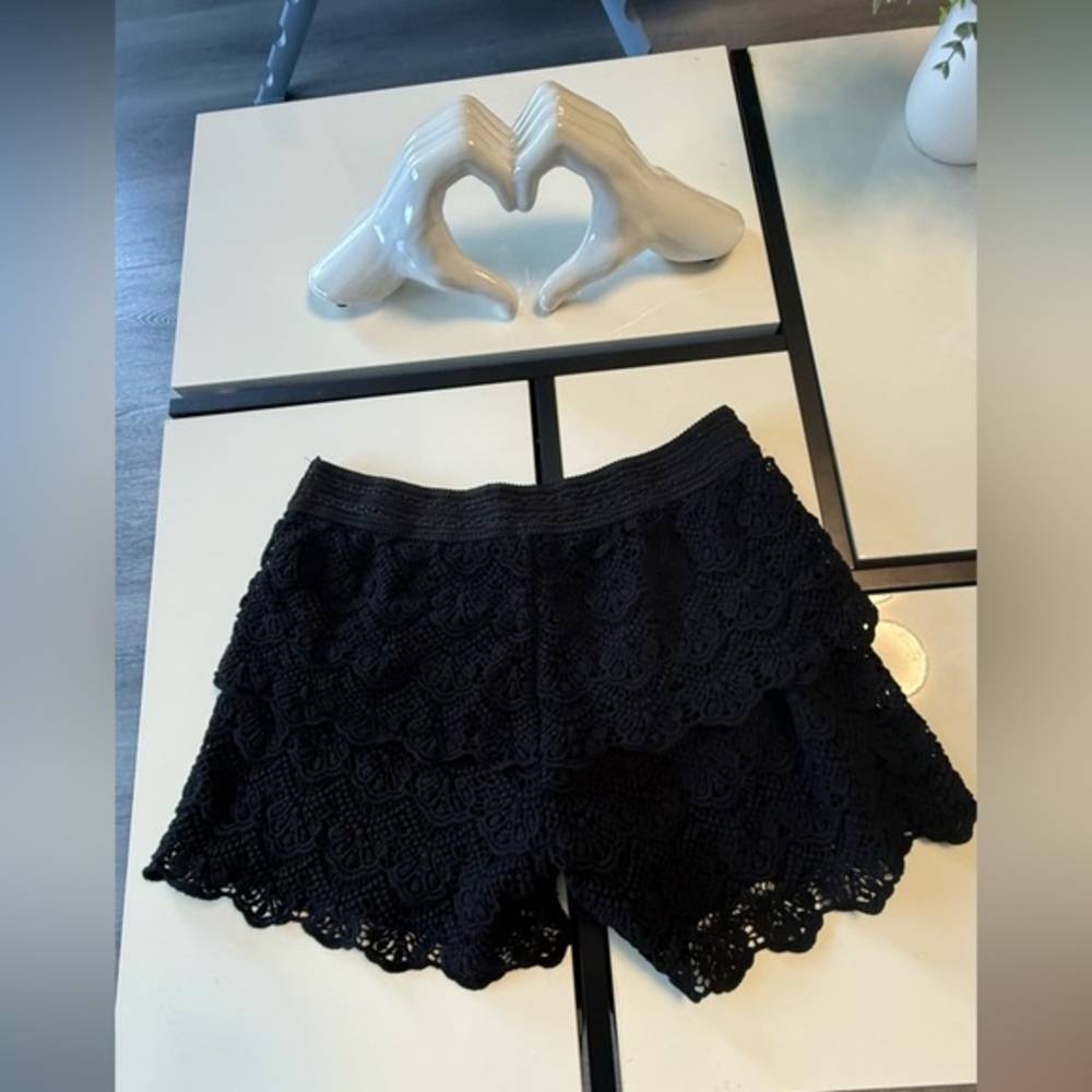 Justice Black Floral Lace Tiered Shorts - Size 14 - 2016 Collection
